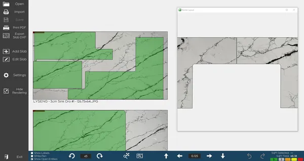 Rendering example of kitchen countertop layout