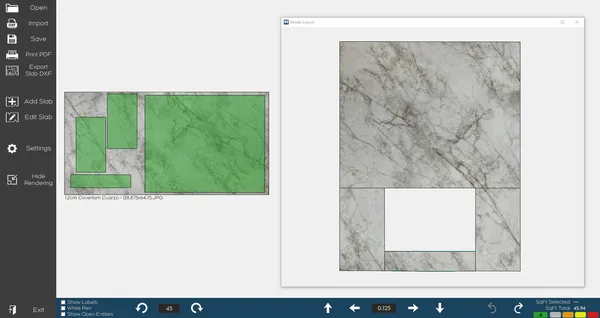 Rendering example showing L-shaped countertop