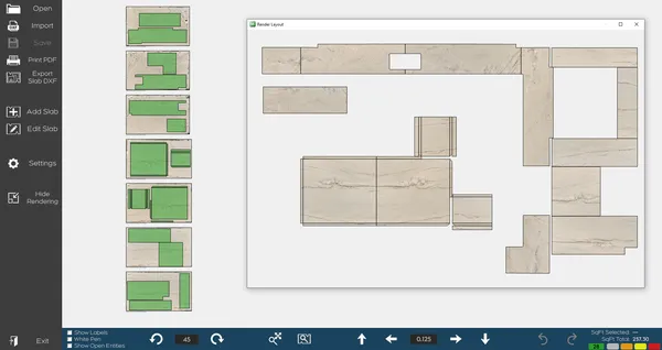 Rendering example with multiple slab cuts